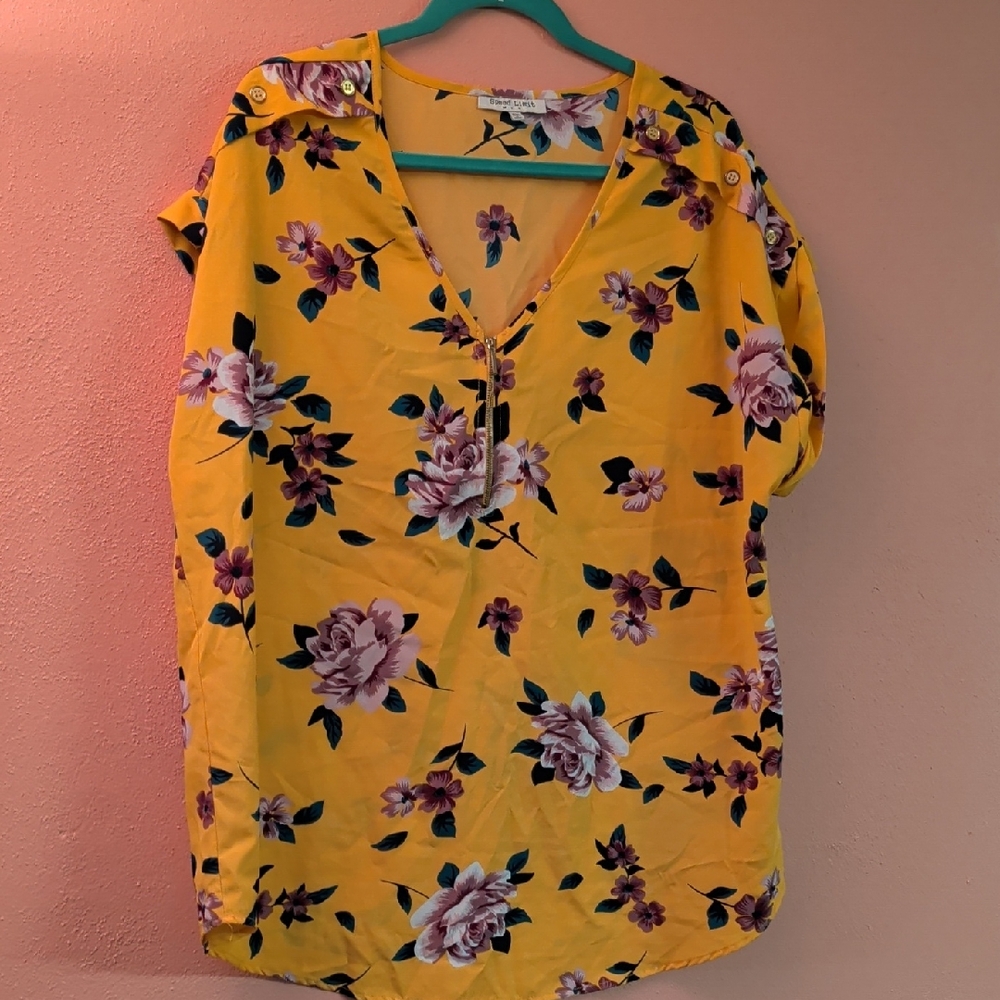Speed Limit 98 Vibrant Yellow Floral Top